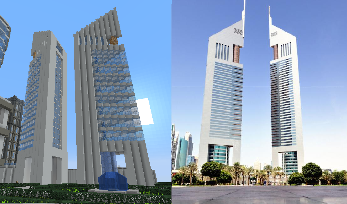 Emirate Towers in-game vs. real-life