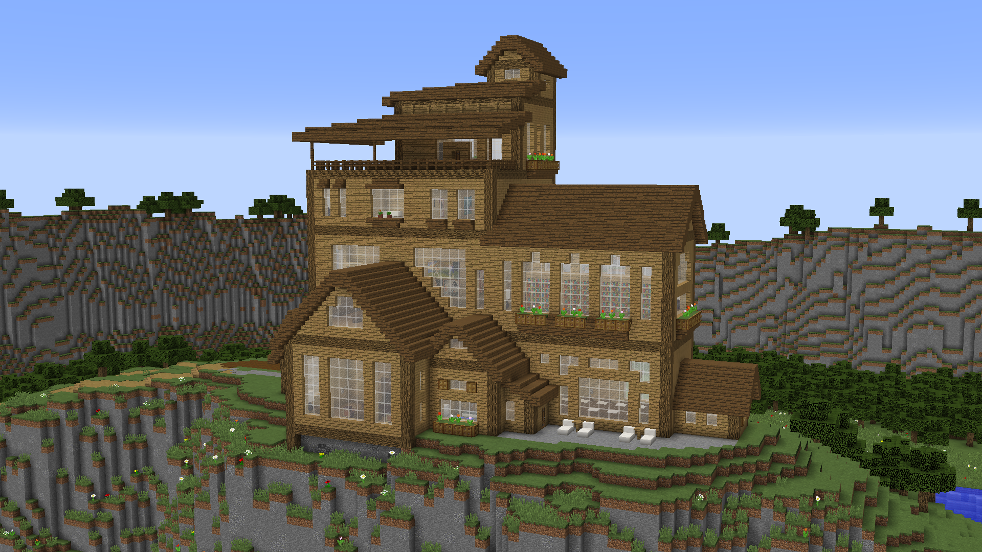 easy wooden mansion minecraft